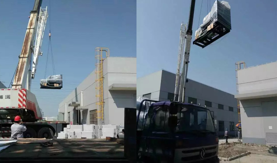 上海客戶現(xiàn)場機組卸車就位